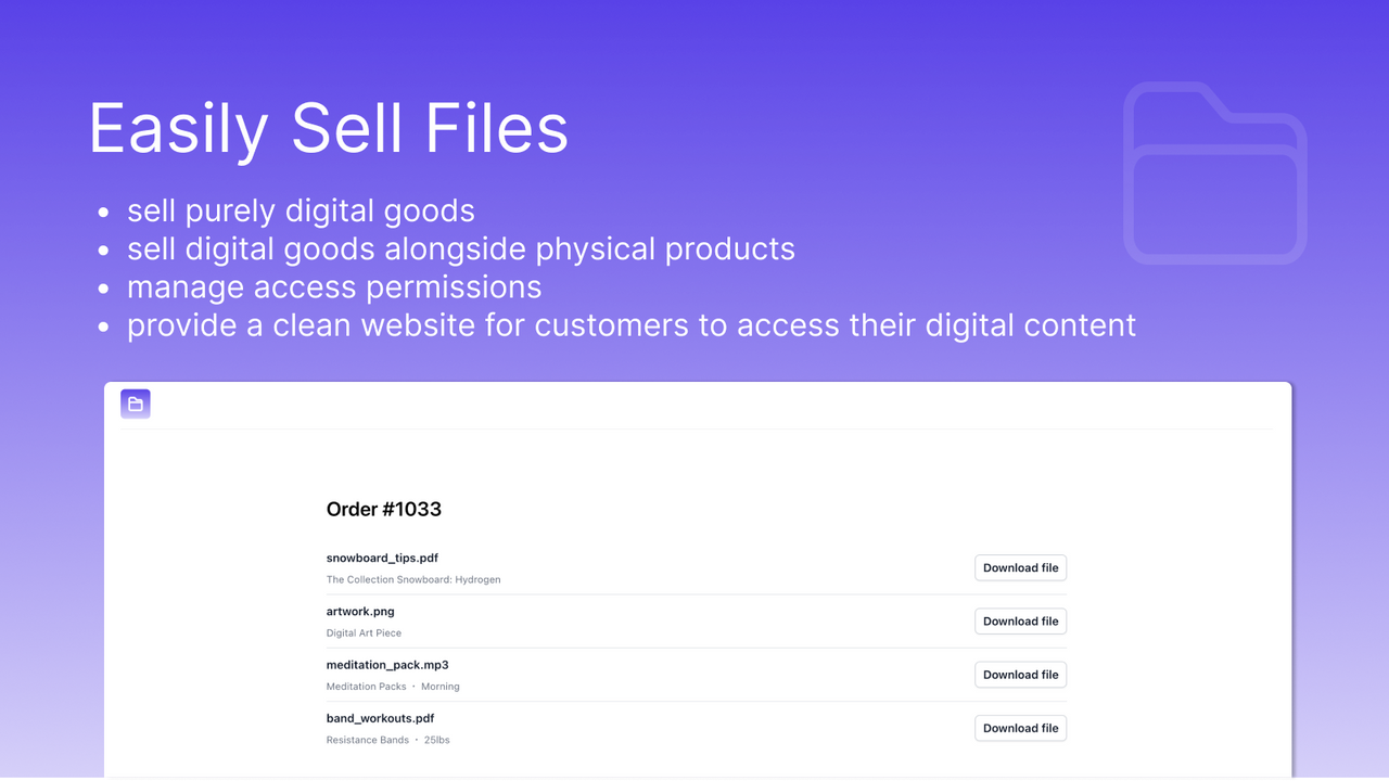 easily sell files with your products with file vault pro