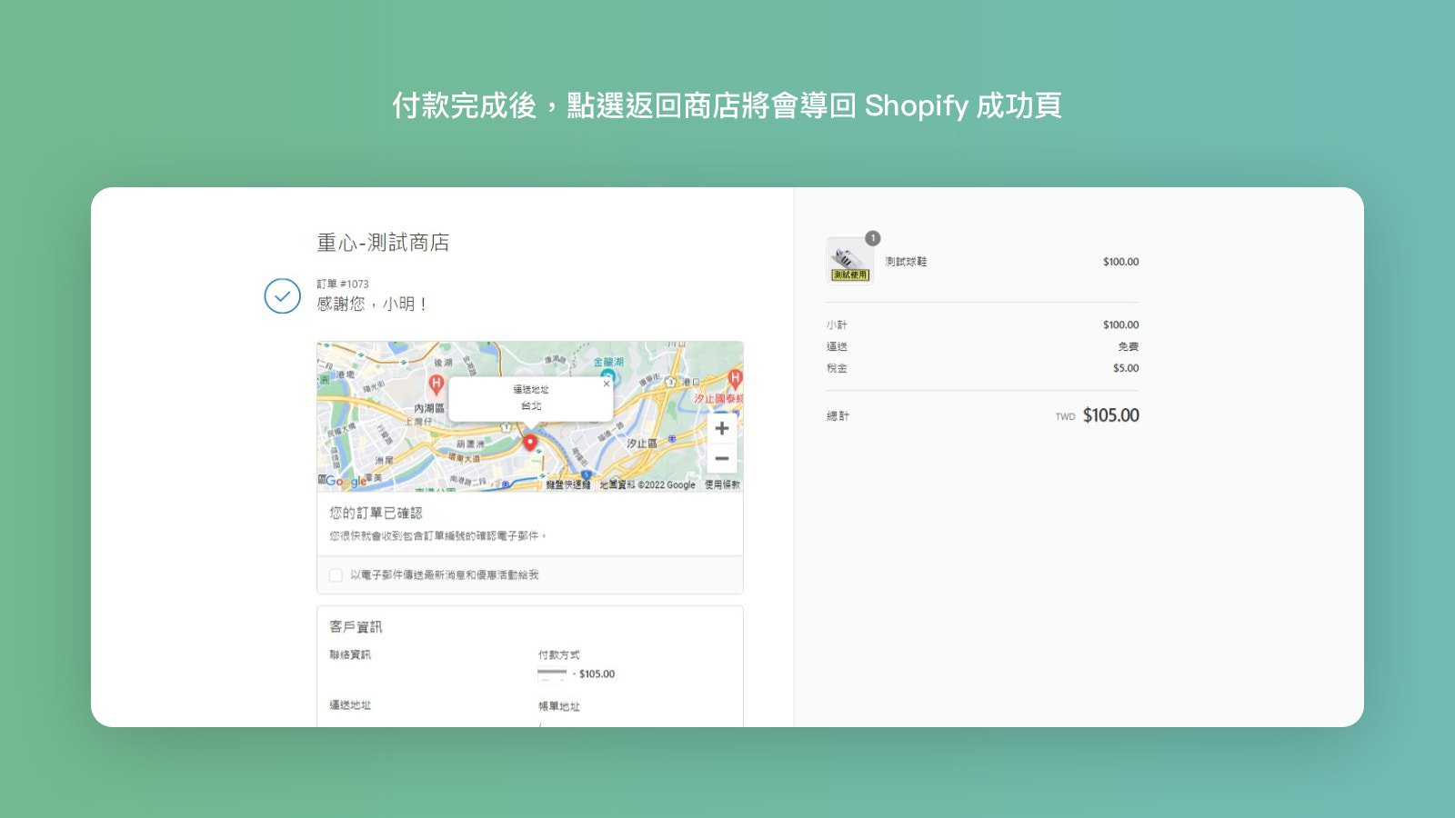 Shopify付款成功頁