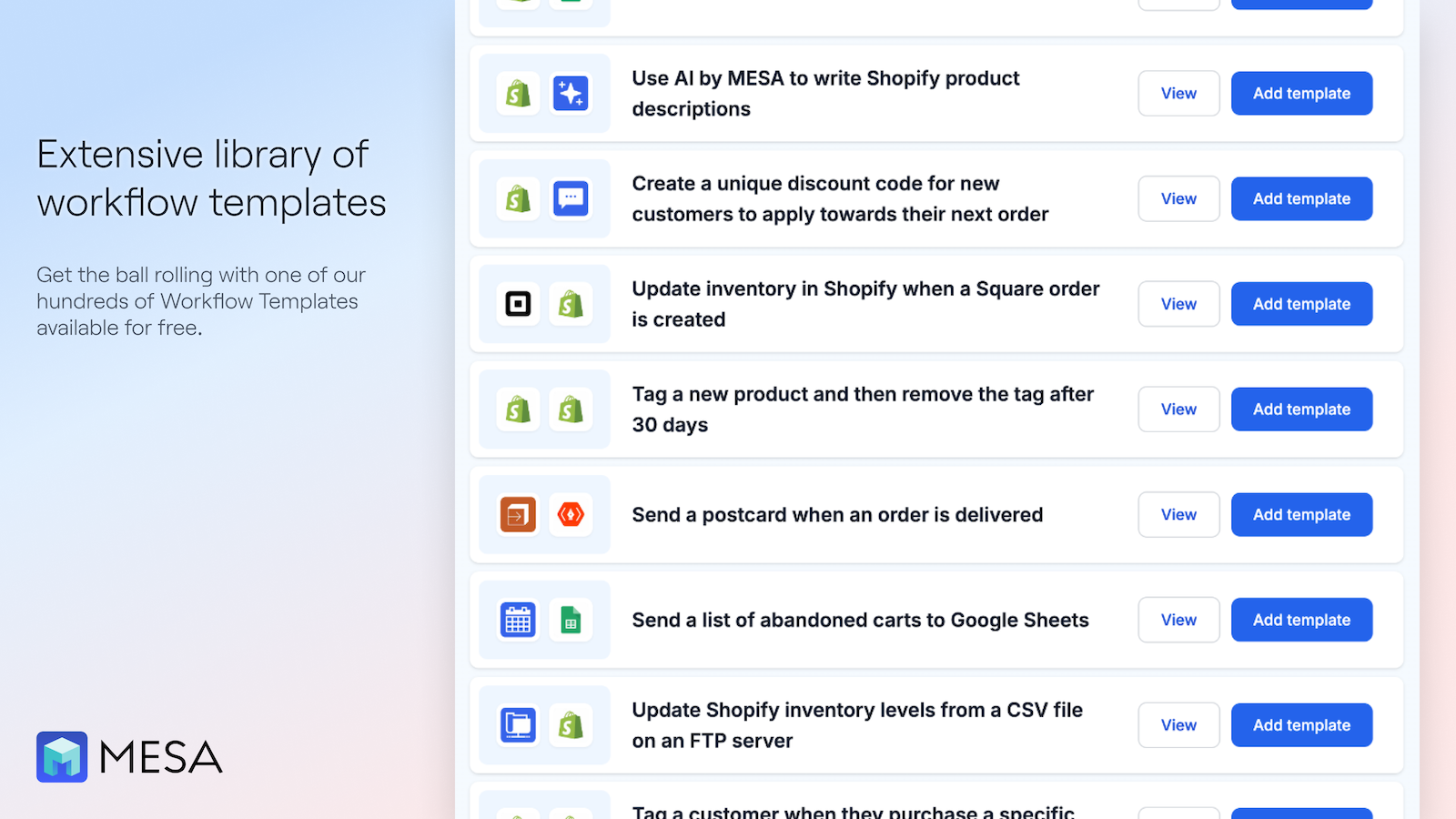 MESA: Workflow Automation Screenshot