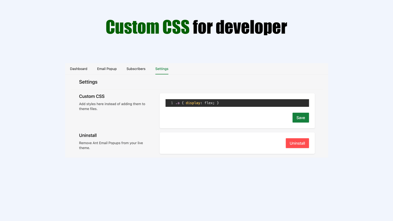 Aangepaste CSS voor ontwikkelaar
