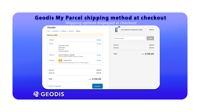 Check out page showing shipping costs