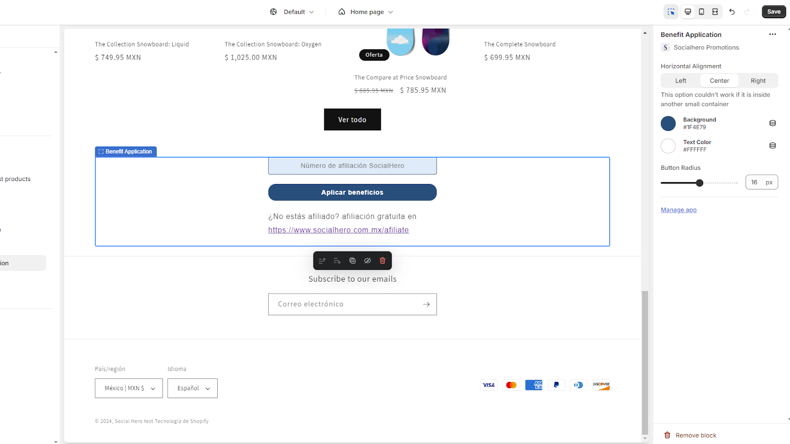 Simpelweg installeren in Customizer