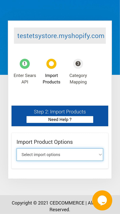 Import Products from Shopify store to Sears App