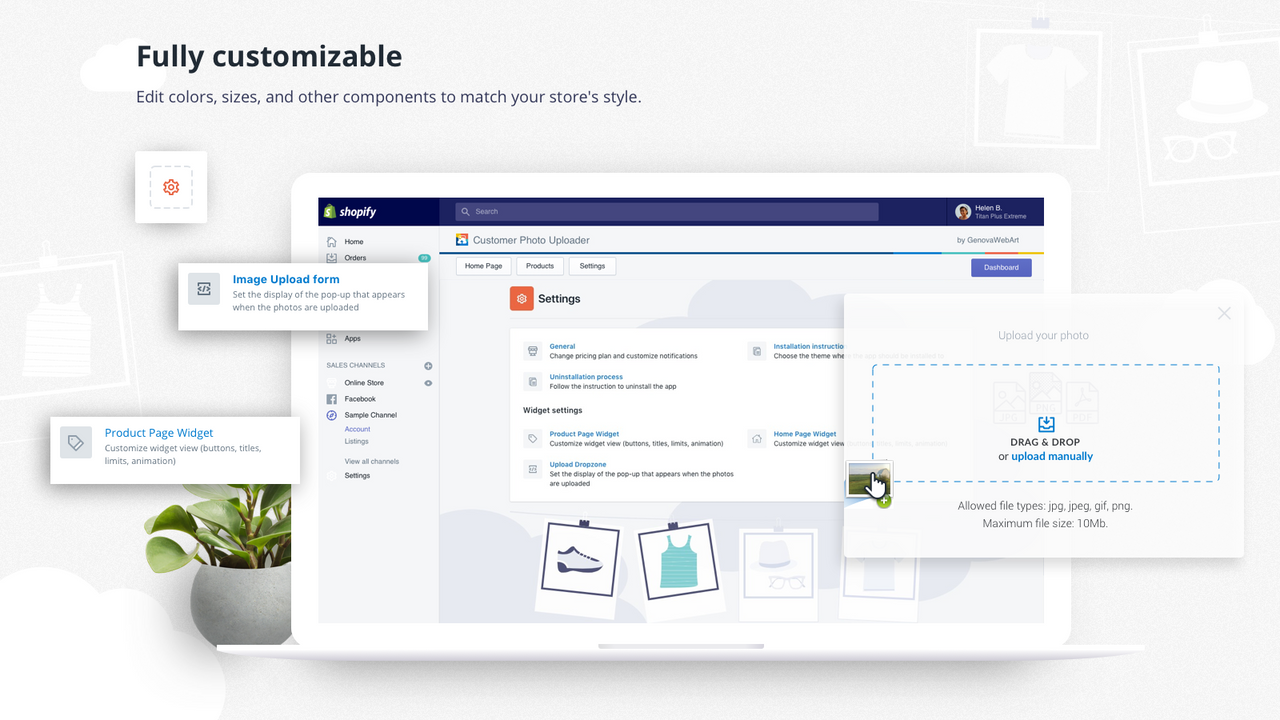 Shopify app Customer Photo Uploader customization