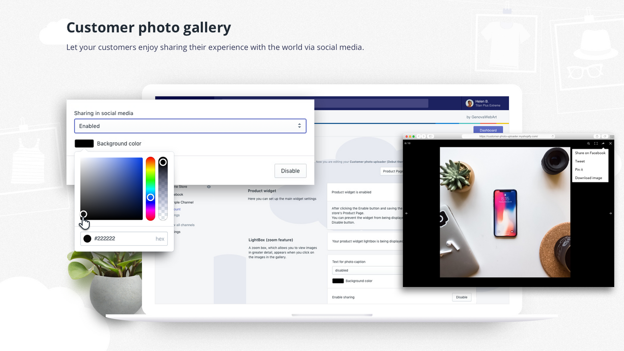 Shopify-appen Customer Photo Uploader användarfotogalleri