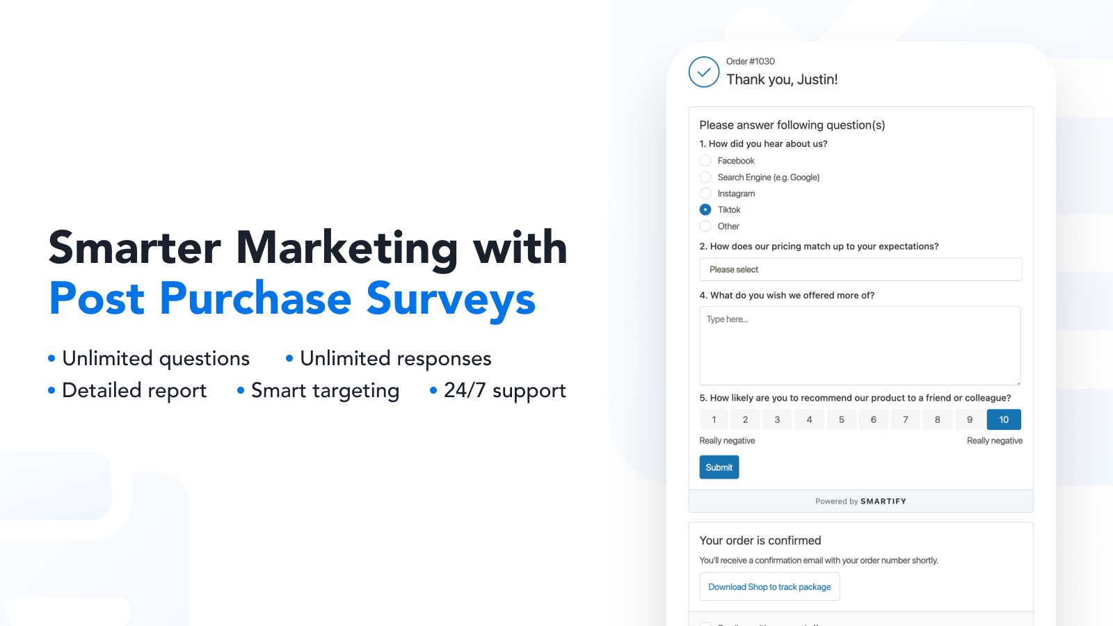 Simesy Post Purchase Survey Screenshot