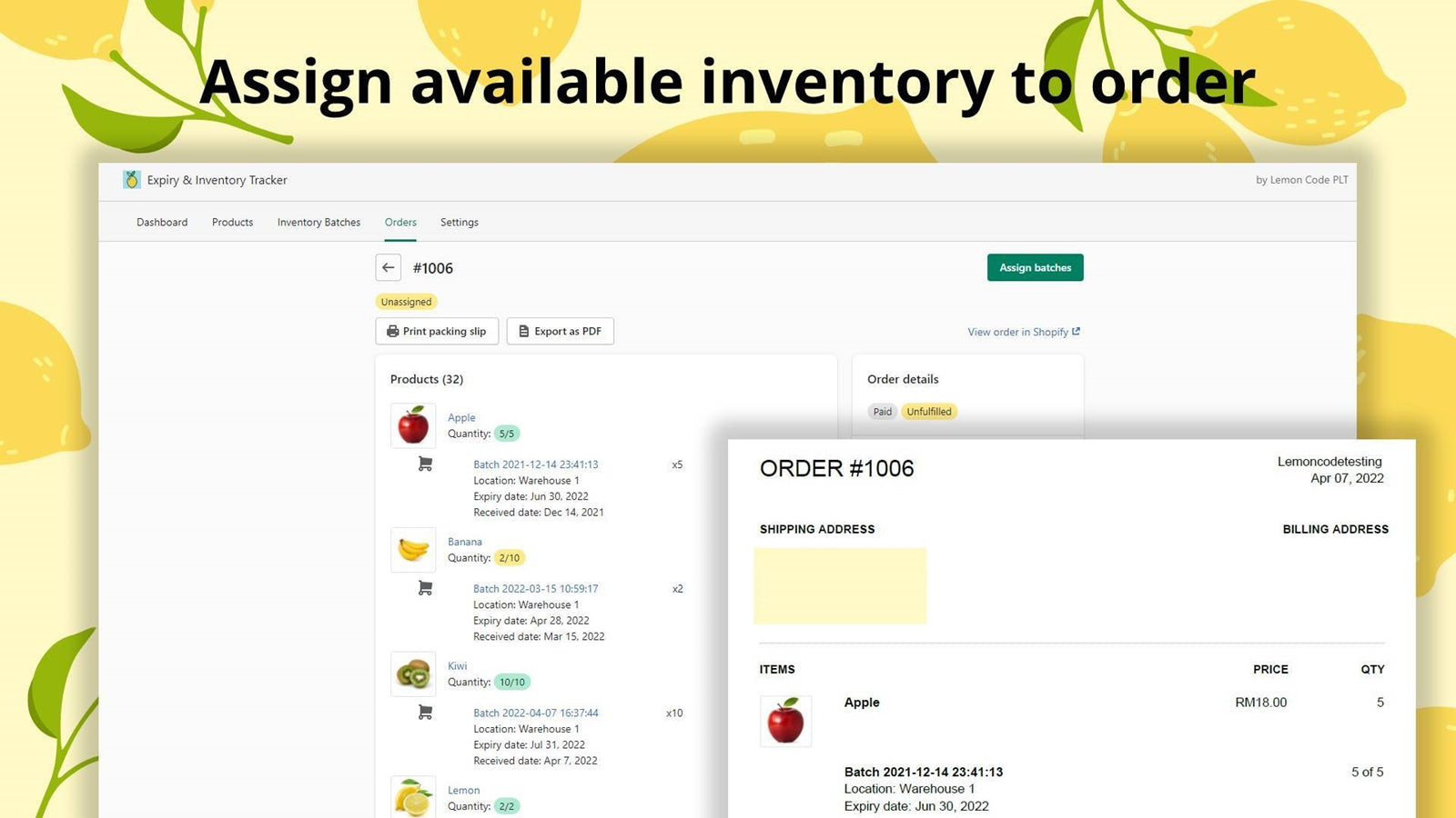 Zesty Expiry Inventory Tracker Screenshot