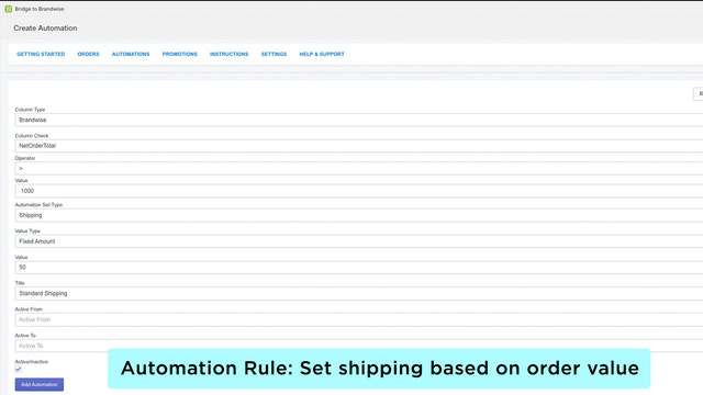 Importez des commandes avec des tarifs d'expédition basés sur le fichier brandwise