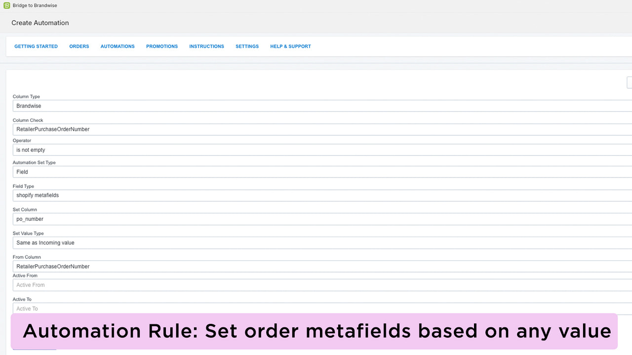 Importa pedidos con metafields basados en el archivo de Brandwise