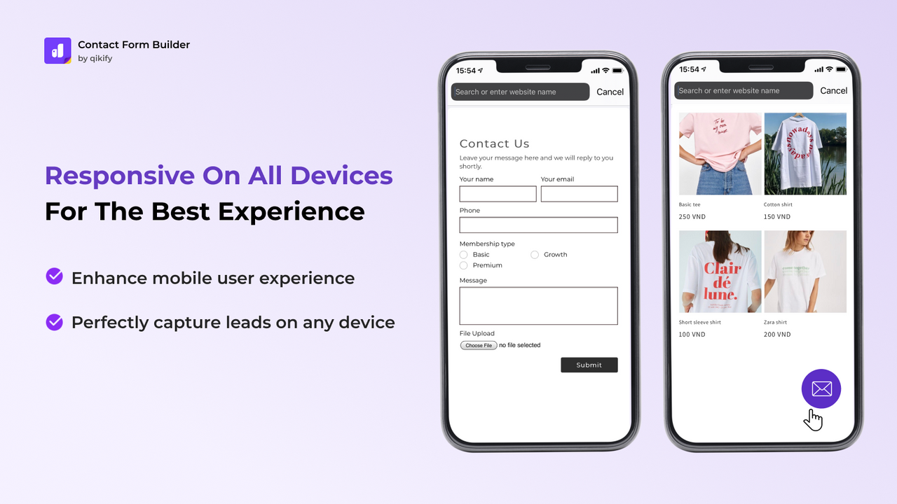 Responsive mobile for all types of contact form