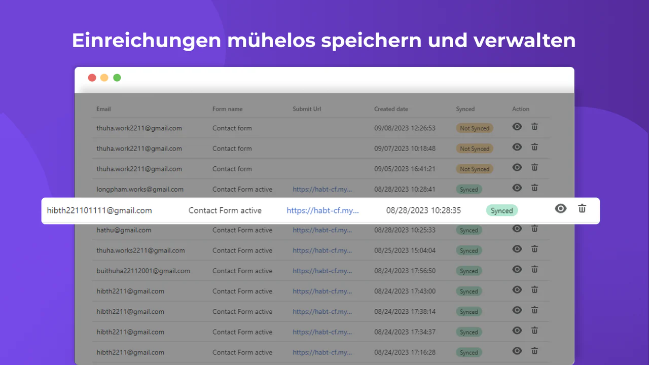 Einreichungen mühelos speichern und verwalten