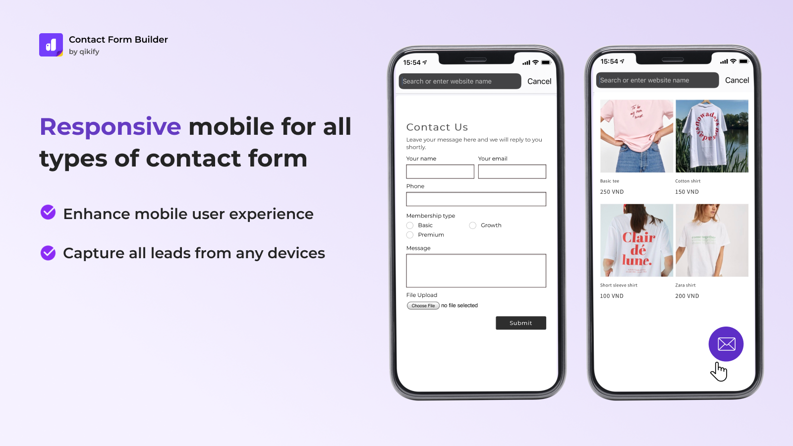 Responsieve mobiel voor alle soorten contactformulieren