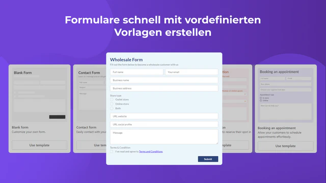 Formulare schnell mit vordefinierten Vorlagen erstellen