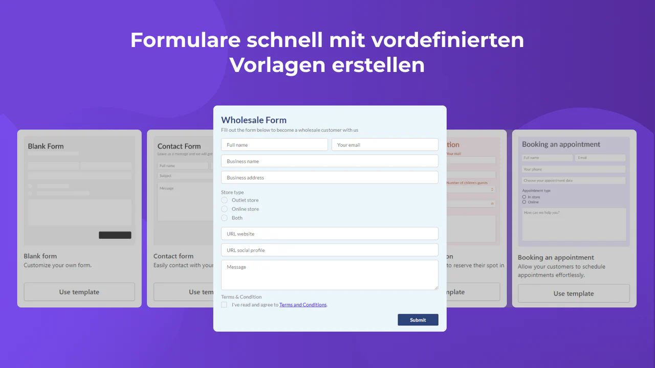 Formulare schnell mit vordefinierten Vorlagen erstellen