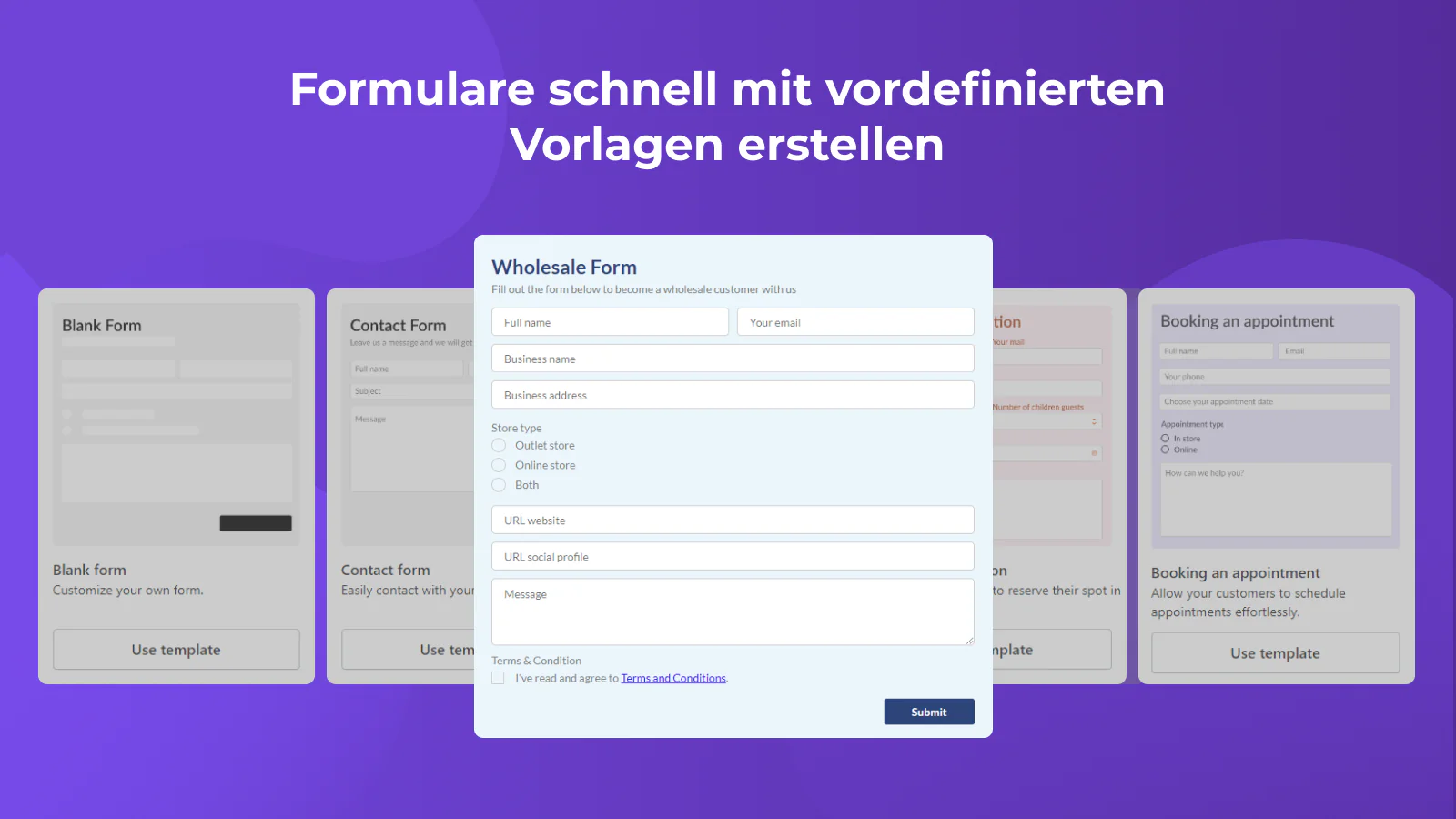 Formulare schnell mit vordefinierten Vorlagen erstellen