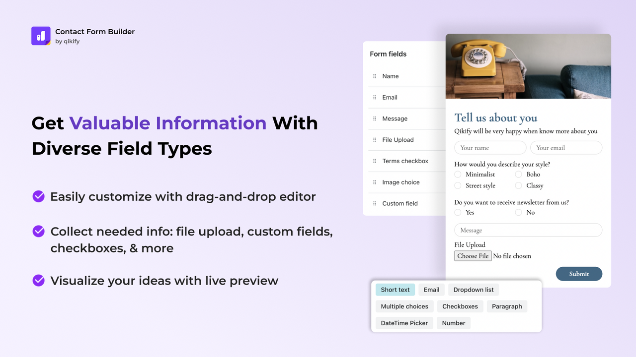 Gather exactly information with many types of fields