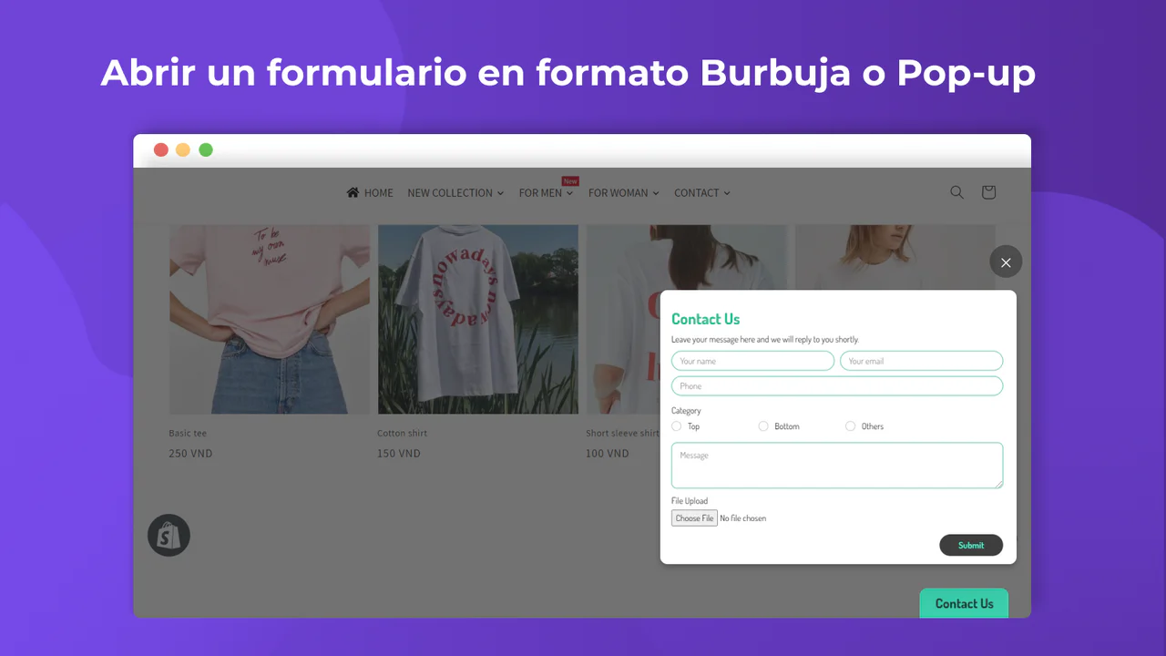 Abrir un formulario en formato Burbuja o Pop-up