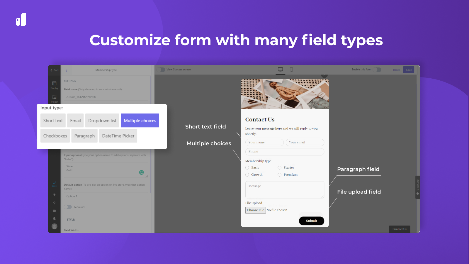 Easy Contact Form Builder - Contact form, Pre order form, Form builder, Custom field form...'