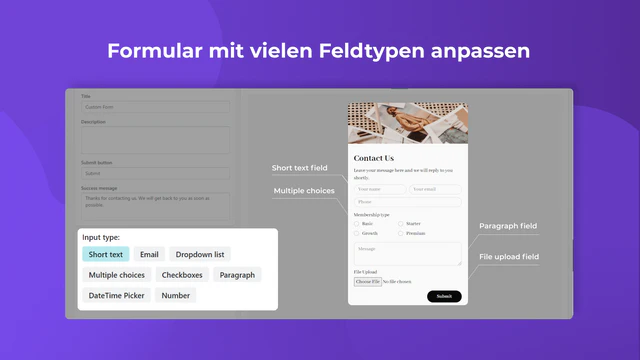 Formular mit vielen Feldtypen anpassen