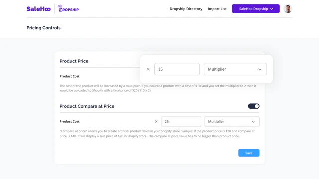 Use SaleHoo Dropship's Pricing Control to add set profit margins