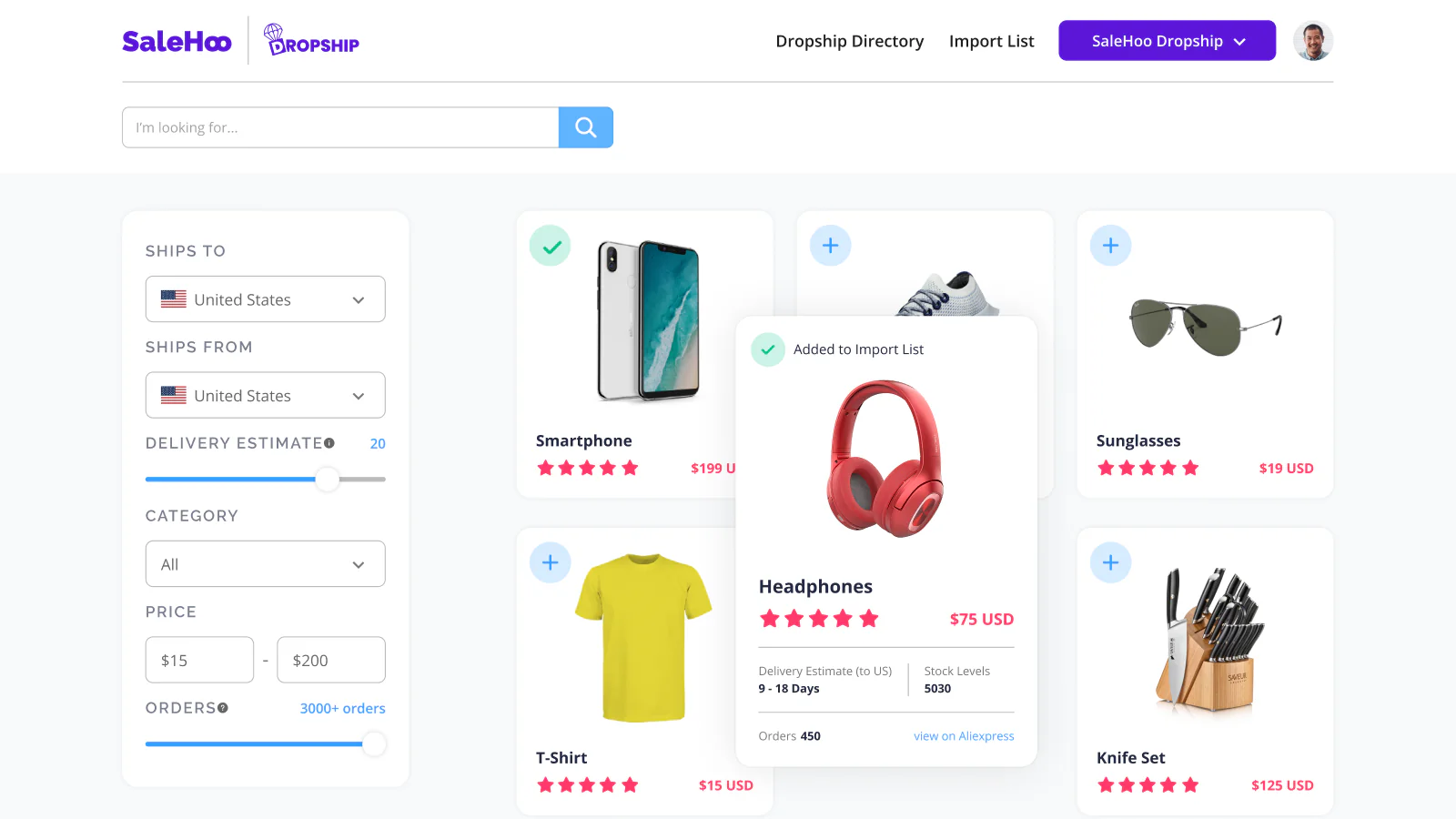 Use SaleHoo Dropship to find high margin products to dropship 