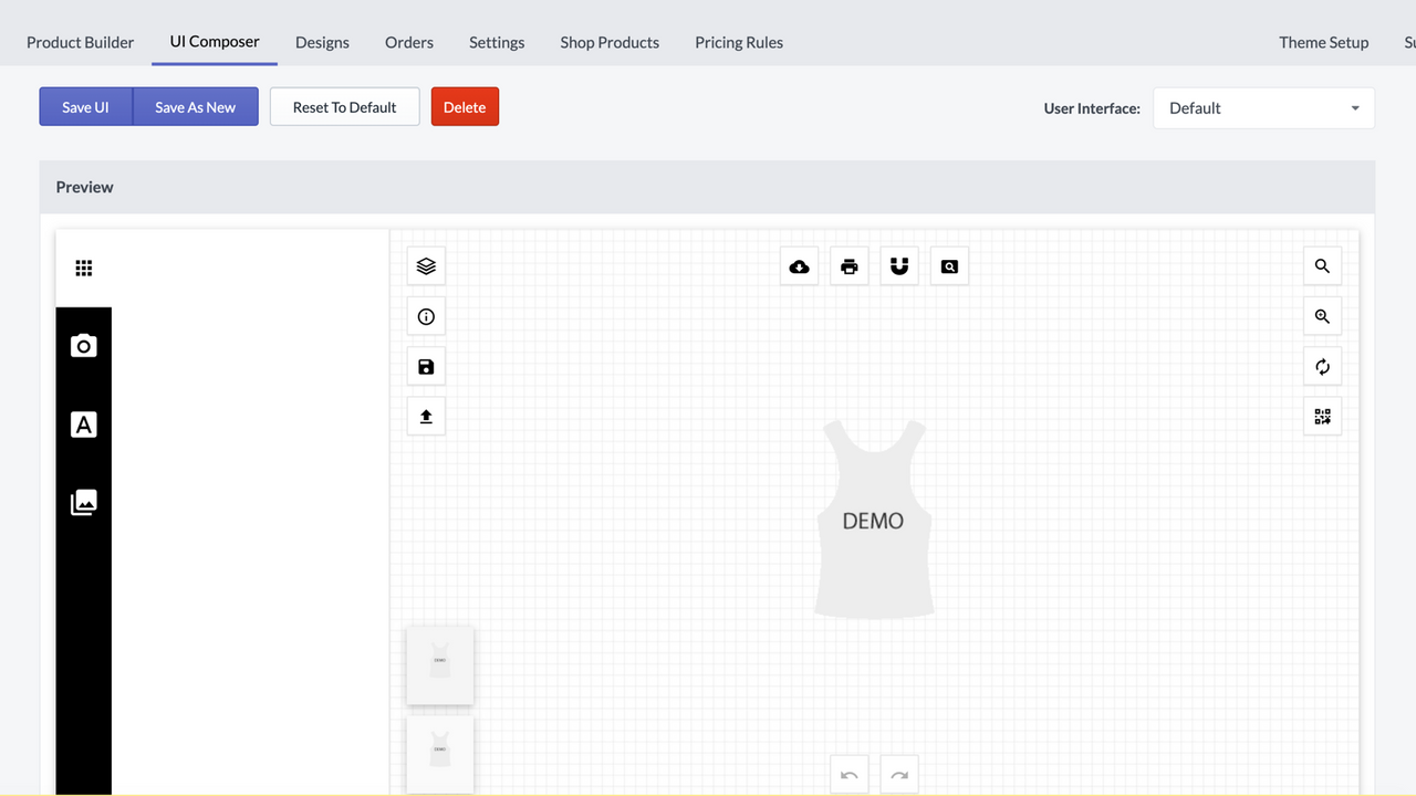 Customize the UI & Layout of the Product Designer.