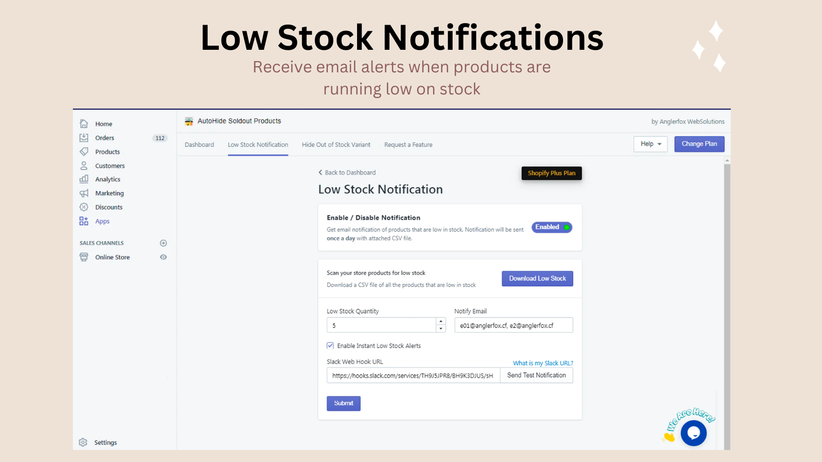 notification de produits à faible stock