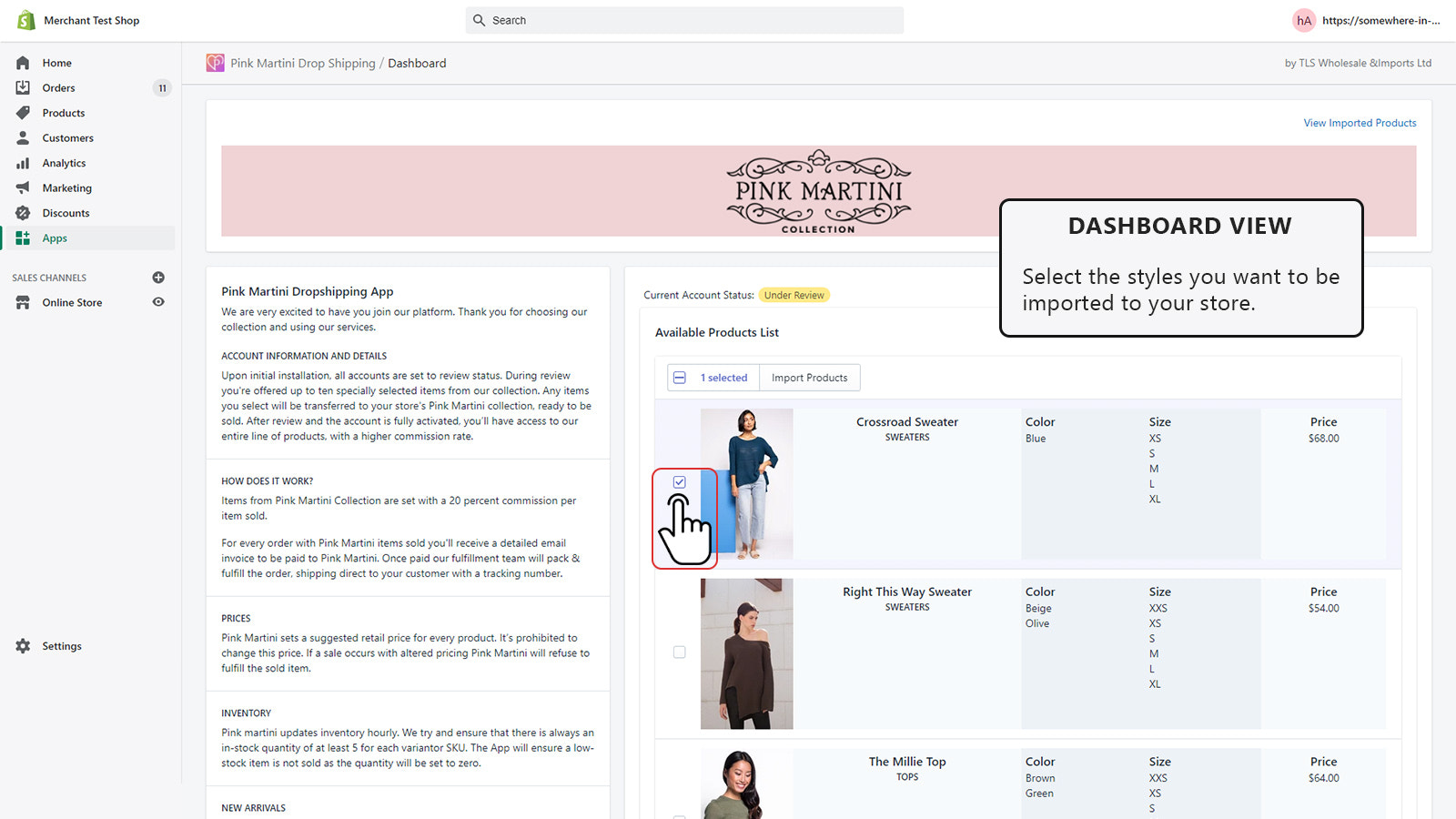 Pink Martini App Dashboard