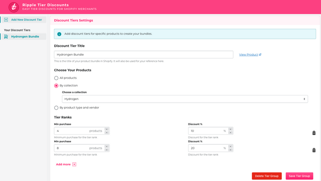 Ripple Tier Discounts dashboard