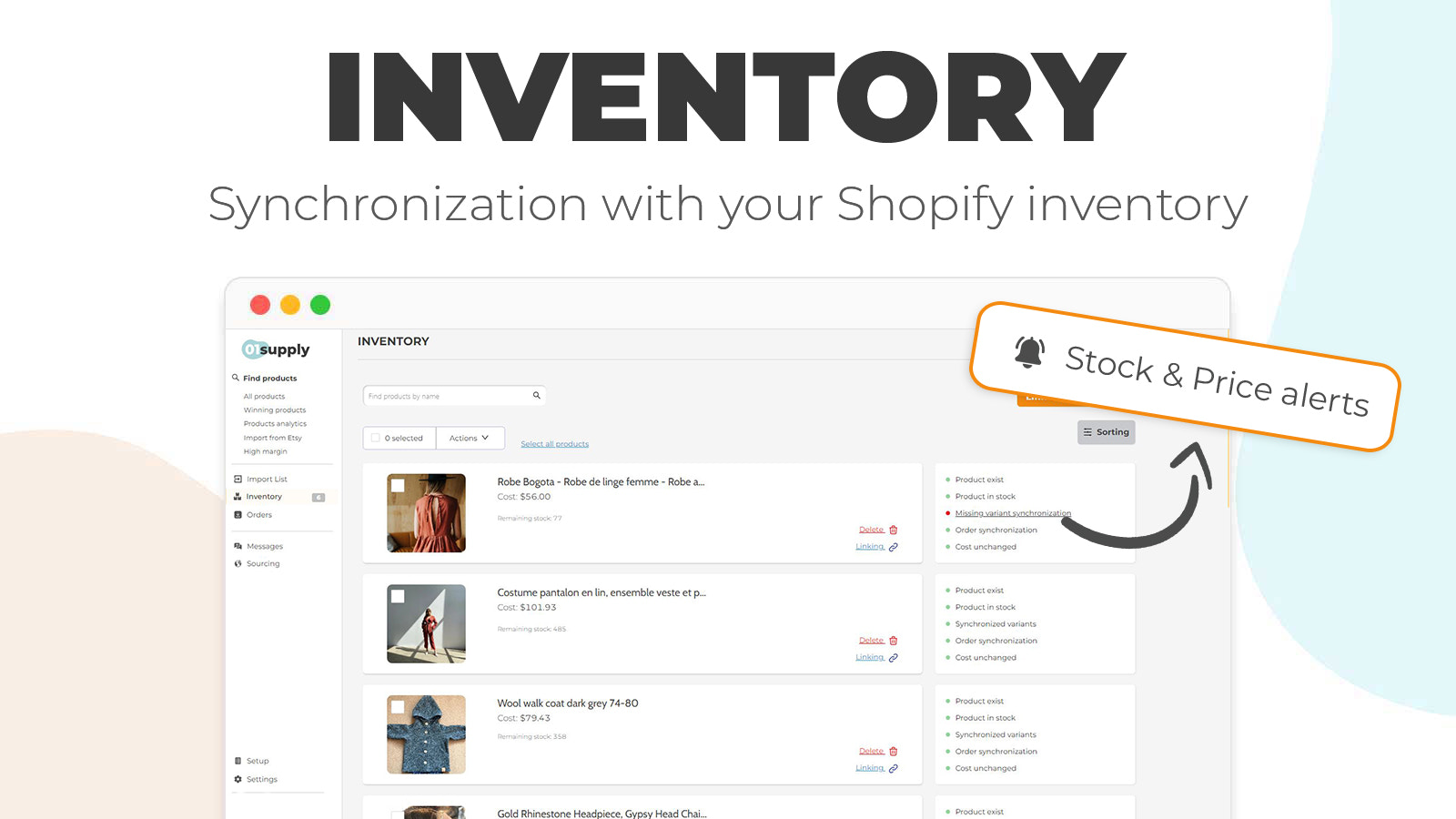 Synchronization with your Shopify inventory