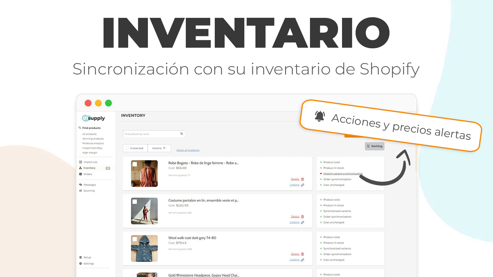 Sincronización con su inventario de Shopify