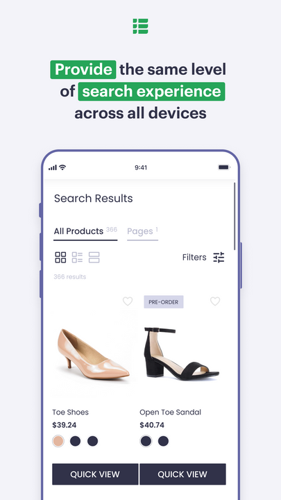 Provide the same level of search experience across all devices