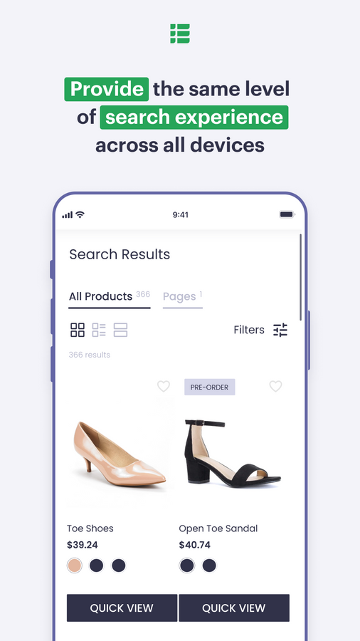 Provide the same level of search experience across all devices