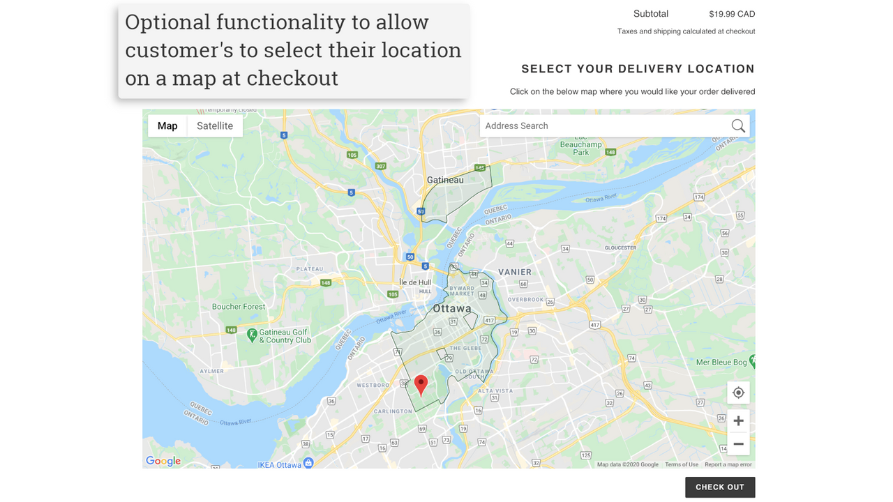 Allow user's to drop a pin at their location at checkout