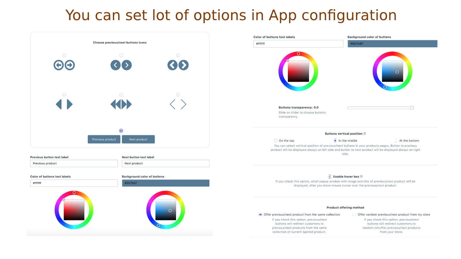 Sie können viele Optionen in der App-Konfiguration einstellen