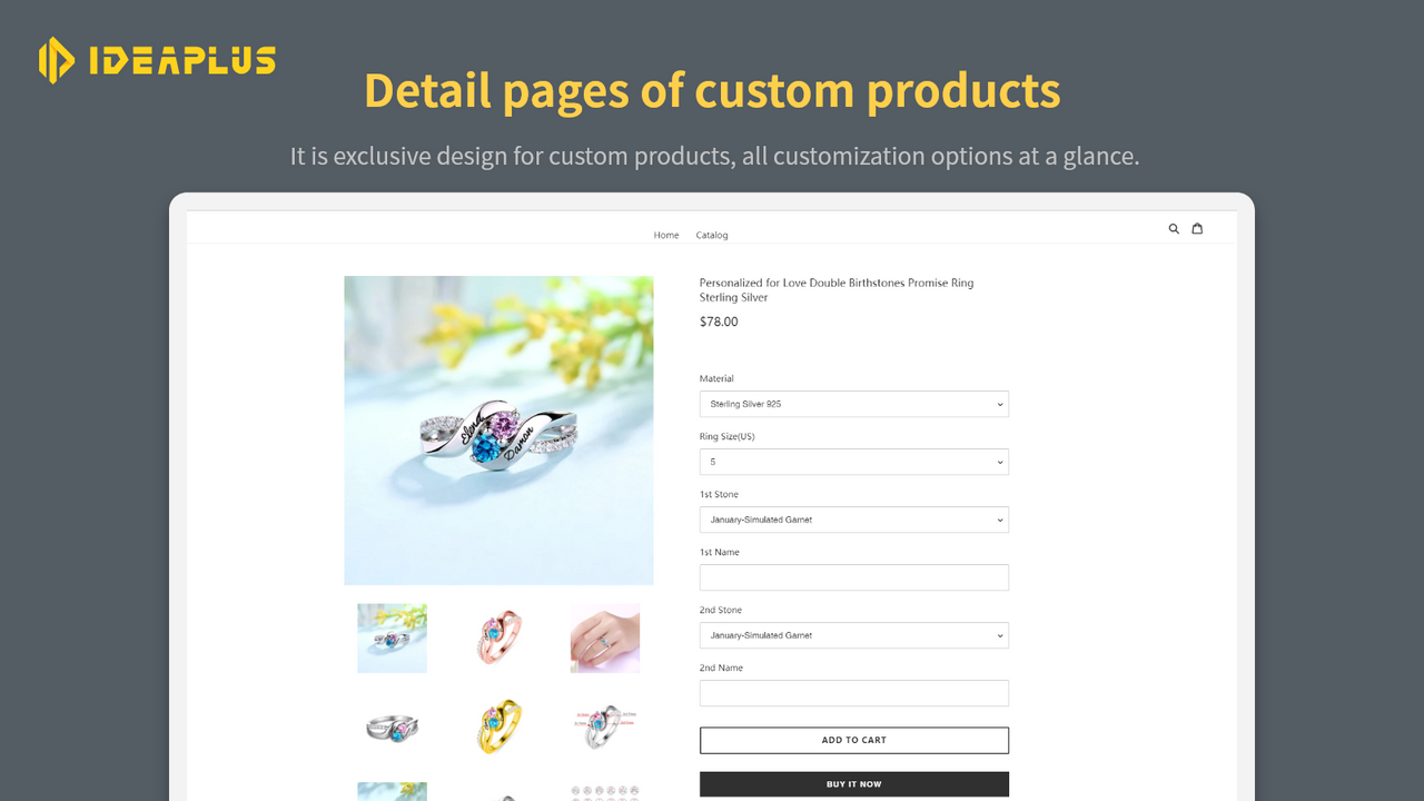 Detail pages of custom products