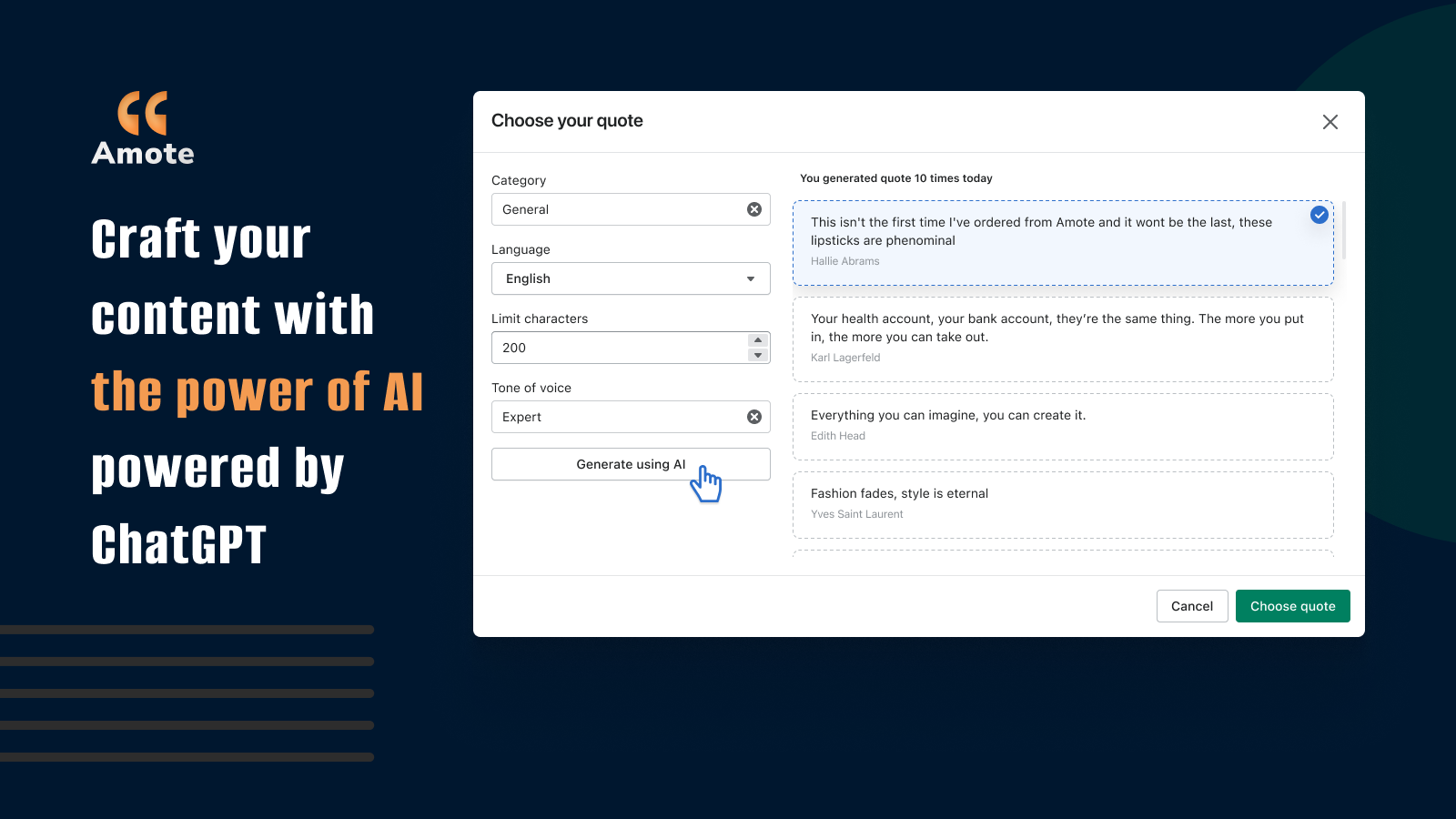 Craft your quote with the power of AI powered by ChatGPT