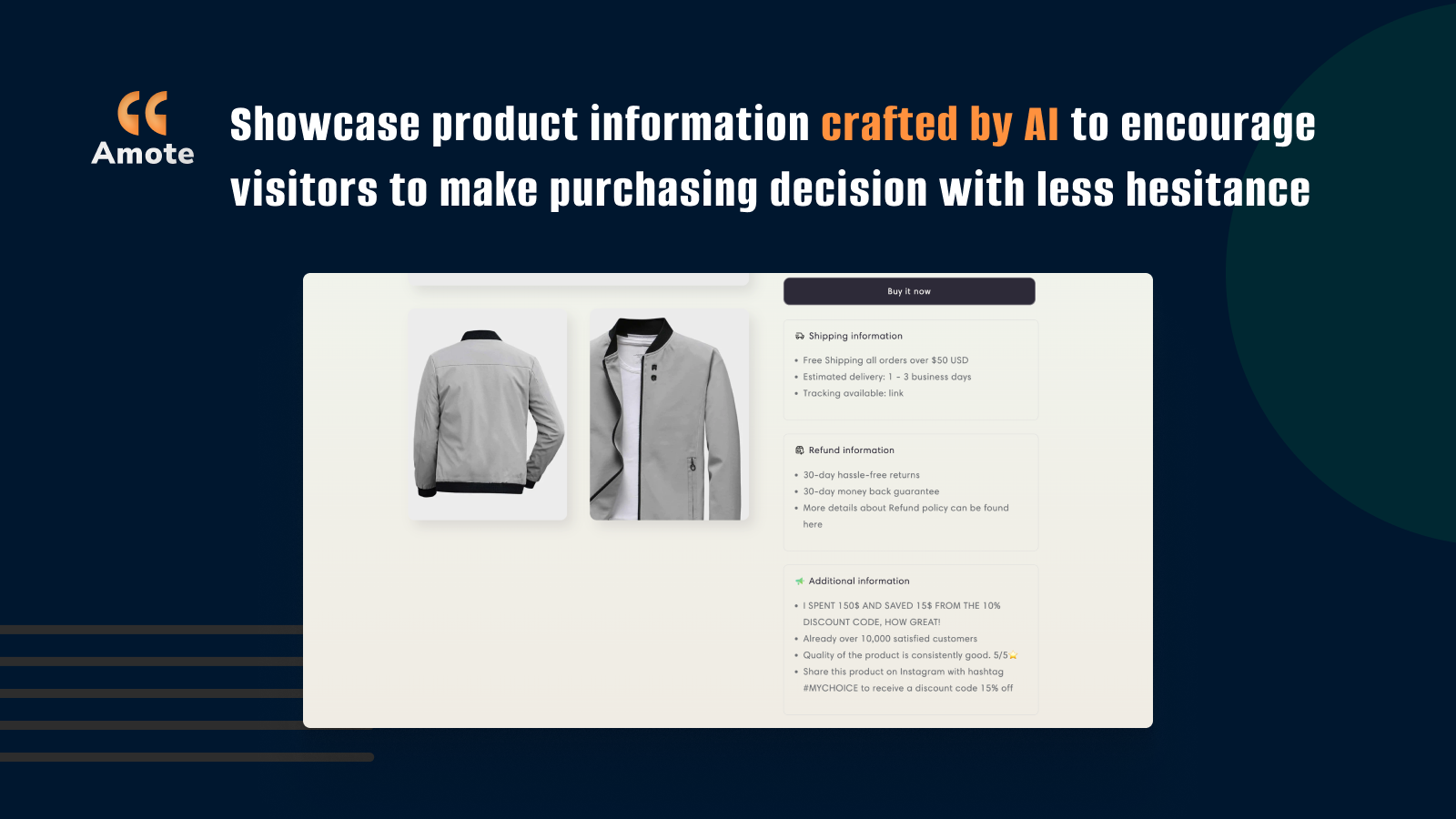 Highlight AI-crafted product info to encourage quicker purchases
