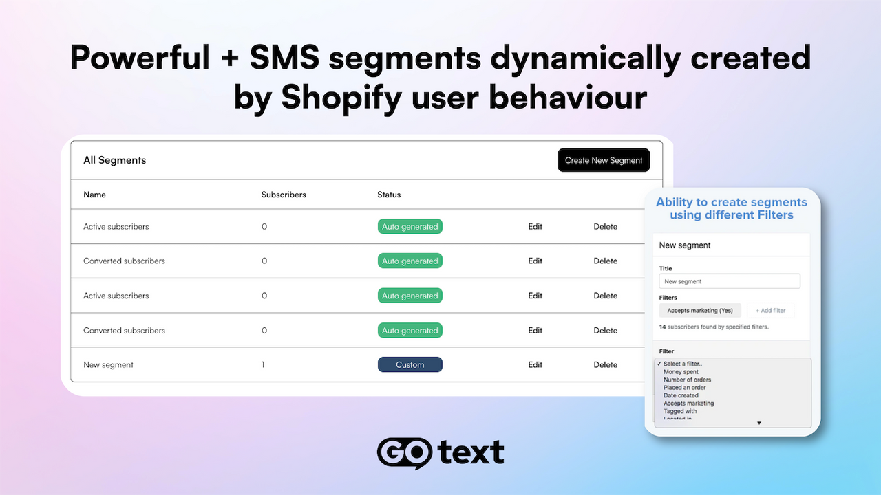 Segmentatie van SMS-campagnes via verschillende filters