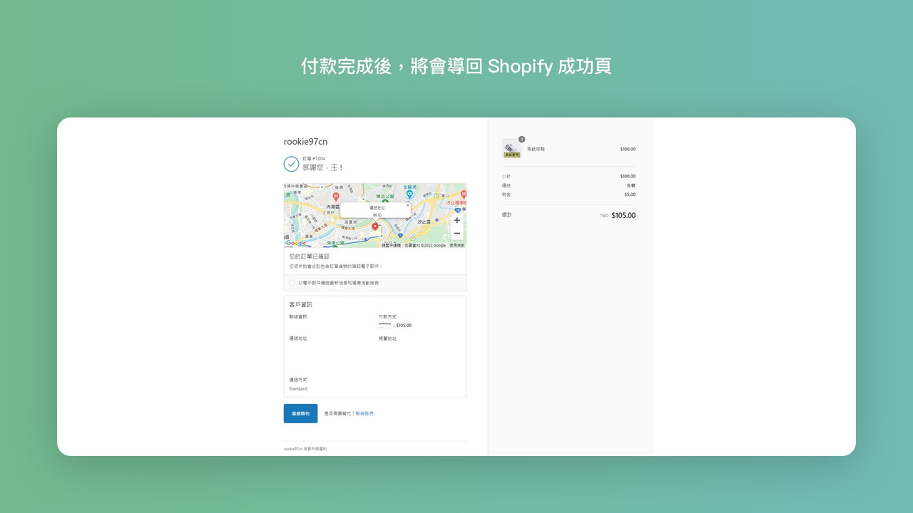 Shopify付款成功頁