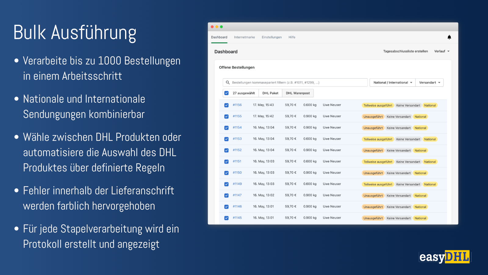 DHL & Post Shipping  easyDHL - Fulfillment, Tracking, Invoices, Automations & much more!'