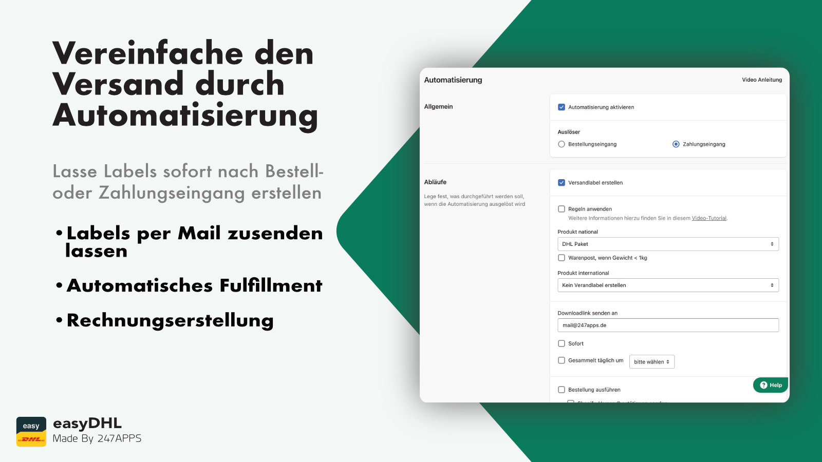 Automatische DHL Versandlabel Erstellung regelbasiert in Shopify