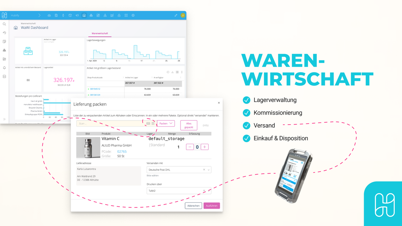 Warenwirtschaftssystem mit Einkauf, Lager, Versand