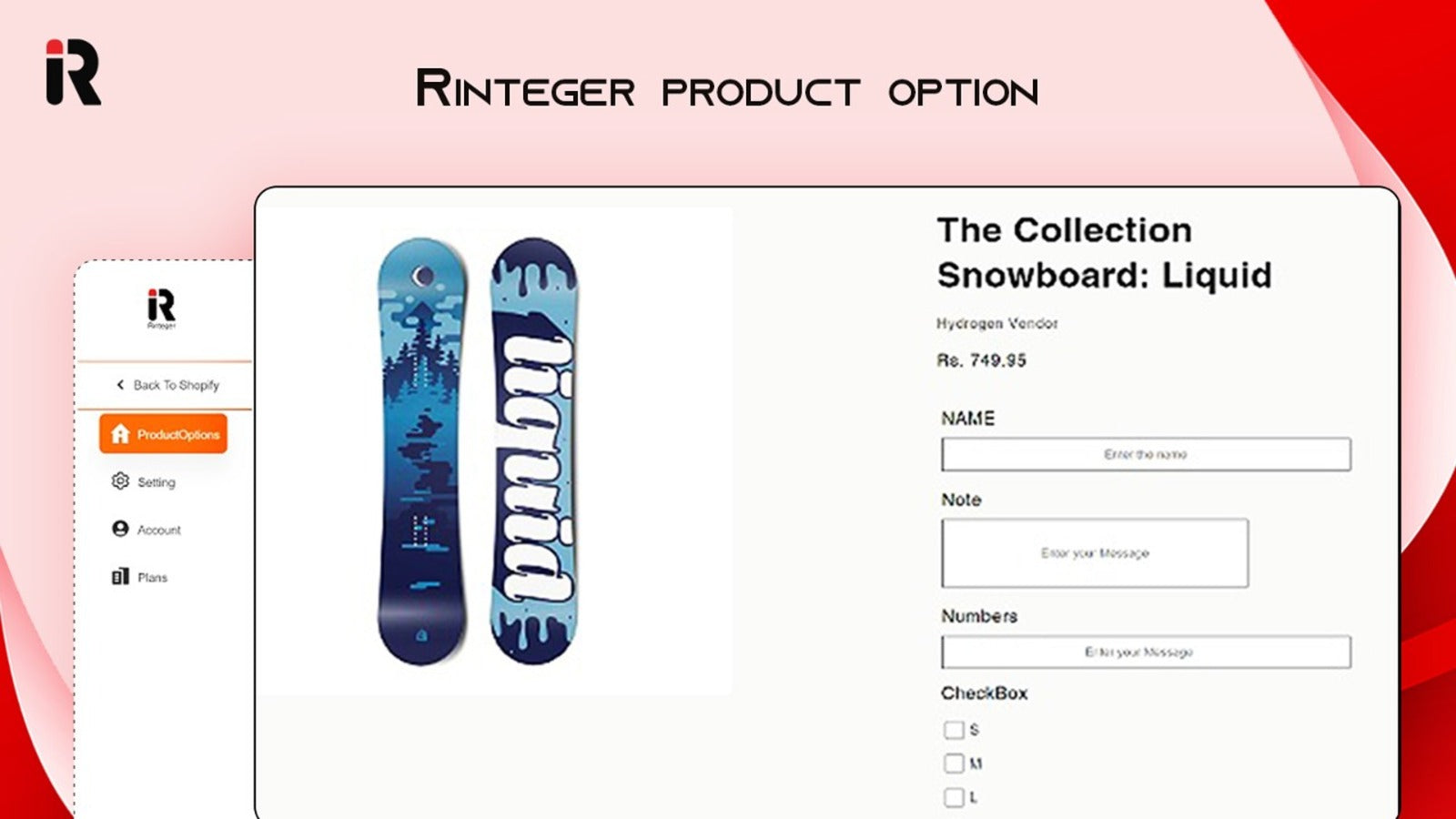 RI ‑ Product Option Screenshot