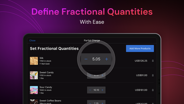 Define cantidades fraccionales o parciales con facilidad
