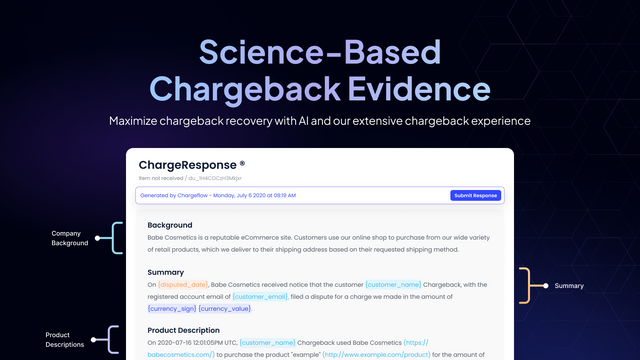Evidência de chargeback baseada em ciência