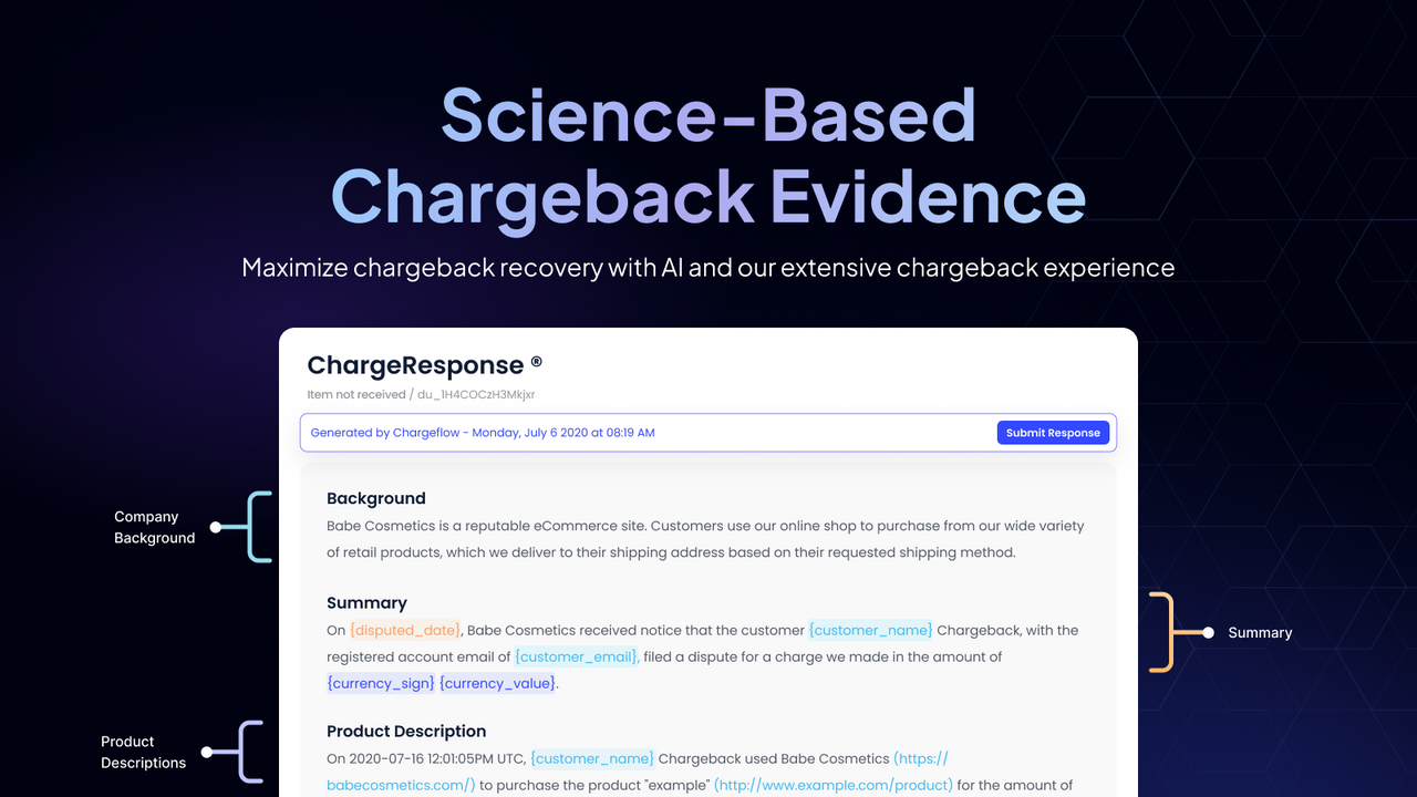 Evidencia de contracargo basada en ciencia