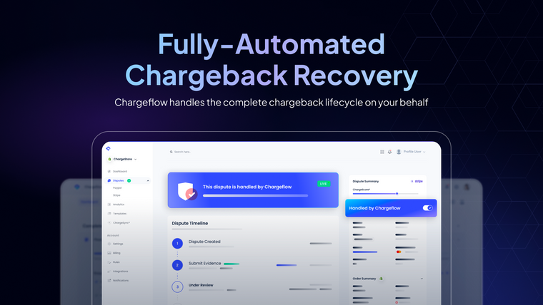 Chargeflow Dispute Chargebacks Screenshot