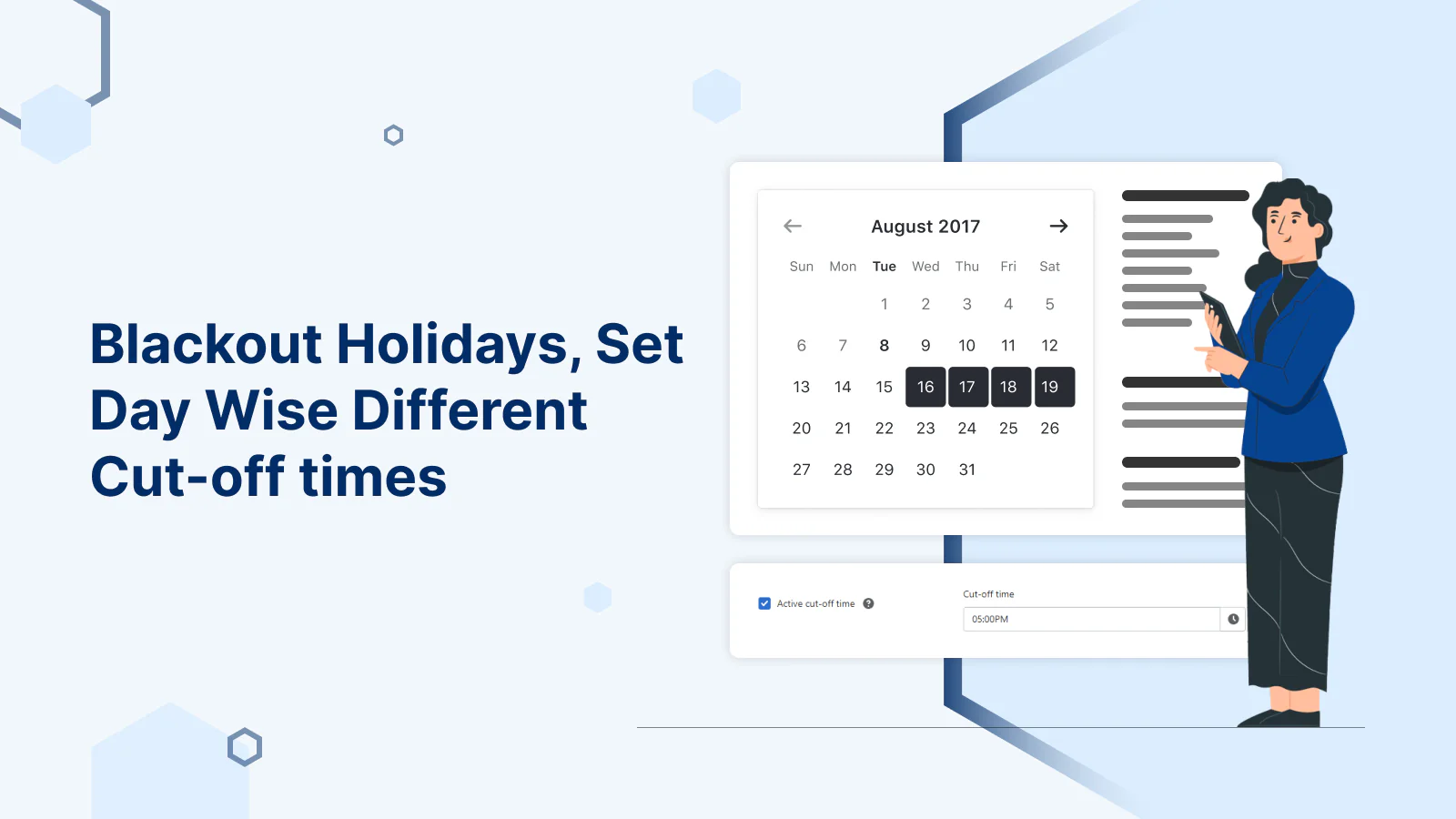 Blackout Holidays, Set Day wise different cut-off delivery times