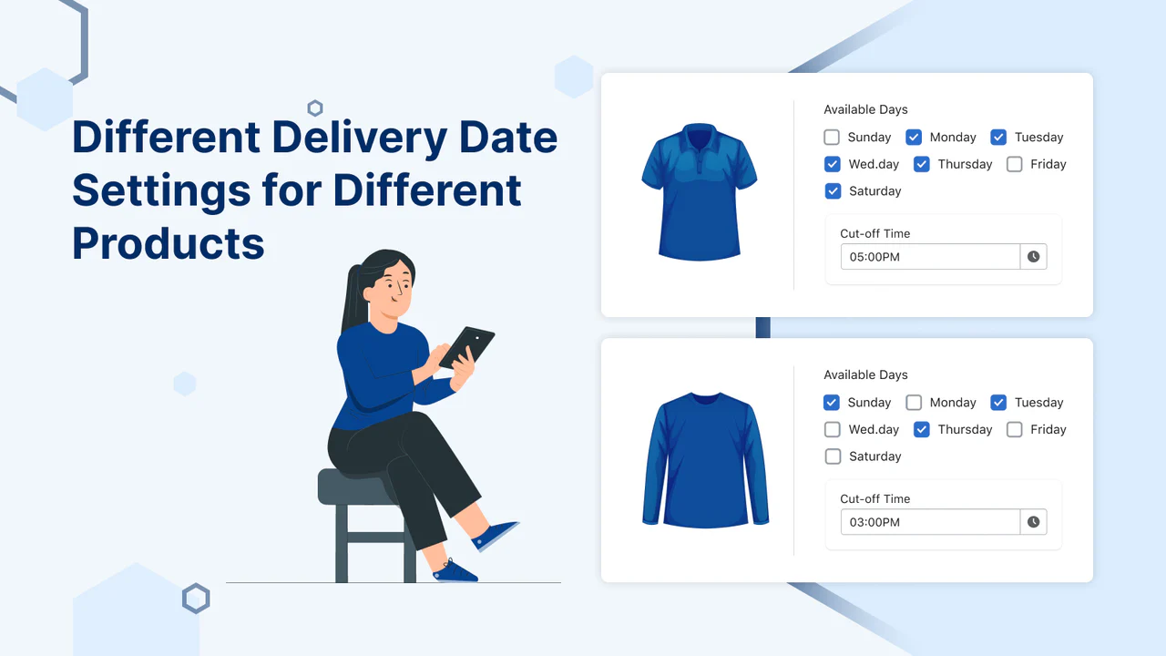 Set different order delivery date and time for each product